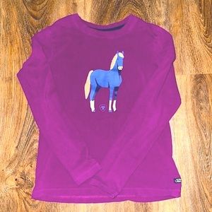 Girls Like New Ariat Long Sleeve Plum Colored Shirt with Horse